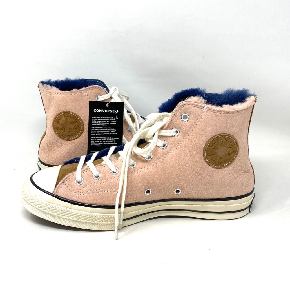 Converse Chuck 70 Shoes High Top Suede Fur Navy Pink Men’s Size Sneakers 166319C - Picture 2 of 10